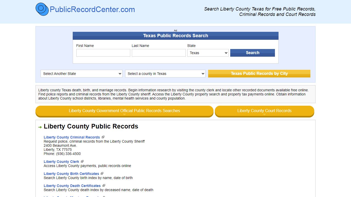 Liberty County Texas Free Public Records - Court Records - Criminal Records